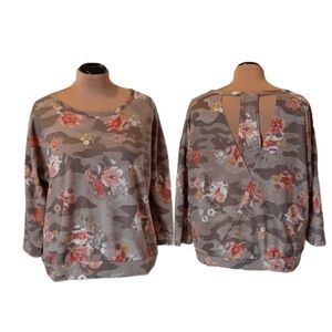 Cato blouse floral grey and pink size extra large